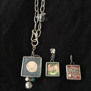 30” jewel kade crystal necklace chain and 3 charms